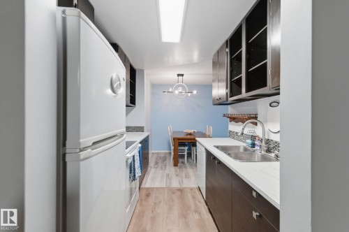 408 10511 19 Avenue, Edmonton, AB - Indoor Photo Showing Kitchen With Double Sink