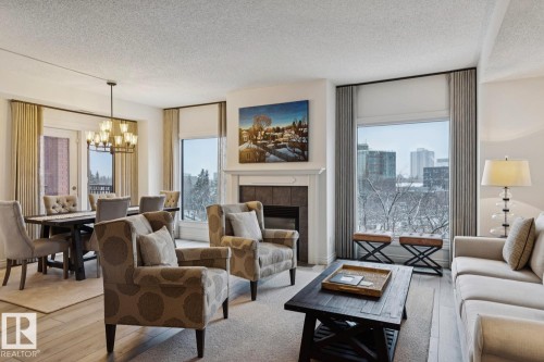 507 10108 125 Street, Edmonton, AB - Indoor Photo Showing Living Room With Fireplace