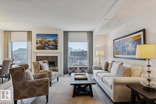507 10108 125 Street, Edmonton, AB - Indoor Photo Showing Living Room With Fireplace