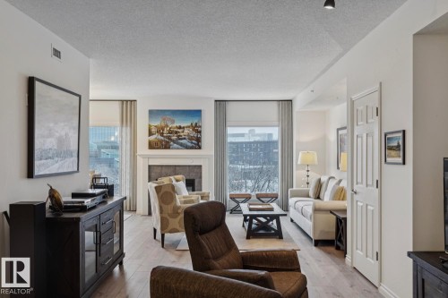 507 10108 125 Street, Edmonton, AB - Indoor Photo Showing Living Room With Fireplace