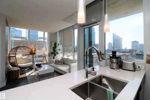 801 10238 103 Street, Edmonton, AB - Indoor Photo Showing Kitchen With Double Sink