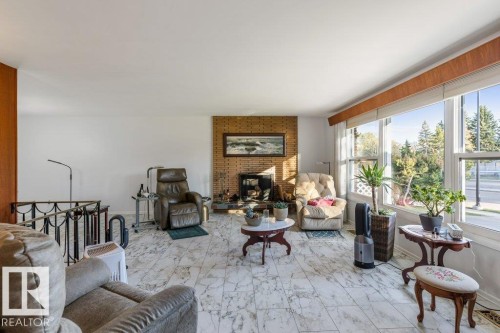 13708 Buena Vista Road, Edmonton, AB - Indoor Photo Showing Living Room With Fireplace