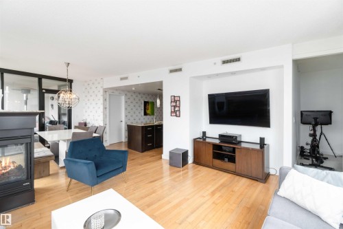 504 10028 119 Street, Edmonton, AB - Indoor Photo Showing Living Room With Fireplace