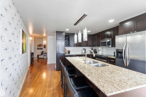 504 10028 119 Street, Edmonton, AB - Indoor Photo Showing Kitchen With Double Sink With Upgraded Kitchen