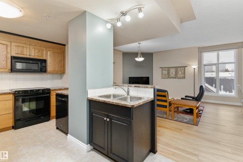 408 9020 Jasper Avenue, Edmonton, AB - Indoor Photo Showing Kitchen With Double Sink