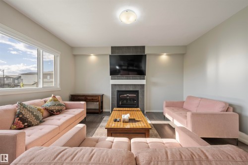 9864 222 Street, Edmonton, AB - Indoor Photo Showing Living Room With Fireplace