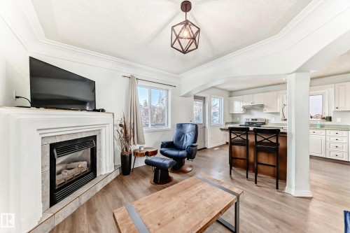 1619 Welbourn Cove Nw, Edmonton, AB - Indoor Photo Showing Living Room With Fireplace