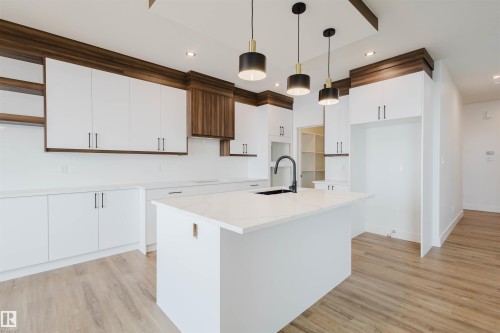 335 Bluff Cove, Leduc, AB - Indoor Photo Showing Kitchen With Upgraded Kitchen