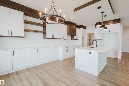335 Bluff Cove, Leduc, AB - Indoor Photo Showing Kitchen With Upgraded Kitchen