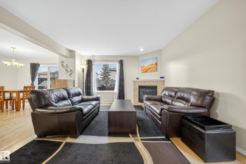 4712 204 Street, Edmonton, AB - Indoor Photo Showing Living Room With Fireplace
