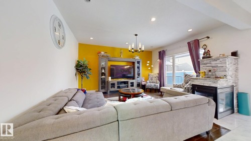 1273 Adamson Drive, Edmonton, AB - Indoor Photo Showing Living Room With Fireplace