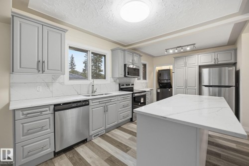 9227 79 Street, Edmonton, AB - Indoor Photo Showing Kitchen With Double Sink With Upgraded Kitchen