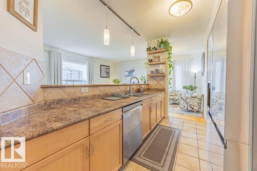 801 9707 105 Street, Edmonton, AB - Indoor Photo Showing Kitchen With Double Sink