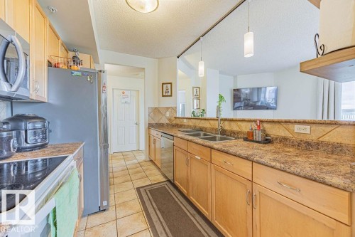 801 9707 105 Street, Edmonton, AB - Indoor Photo Showing Kitchen With Double Sink