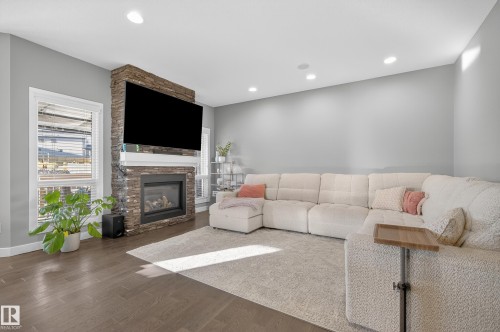 17032 43 Street, Edmonton, AB - Indoor Photo Showing Living Room With Fireplace