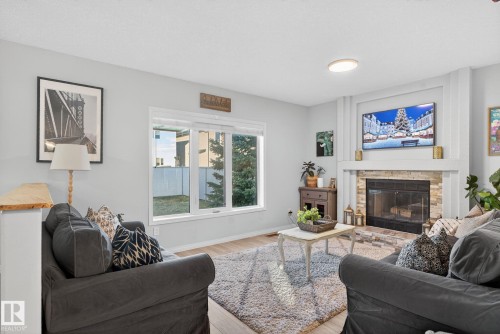 7224 158 Avenue, Edmonton, AB - Indoor Photo Showing Living Room With Fireplace