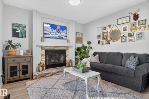 7224 158 Avenue, Edmonton, AB - Indoor Photo Showing Living Room With Fireplace