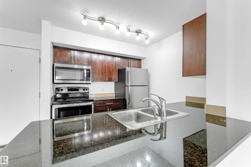 316 3211 James Mowatt Trail, Edmonton, AB - Indoor Photo Showing Kitchen With Double Sink