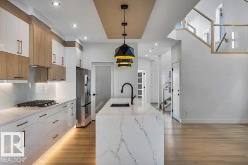 9907 68 Street, Edmonton, AB - Indoor Photo Showing Kitchen With Upgraded Kitchen