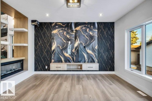 9907 68 Street, Edmonton, AB - Indoor Photo Showing Other Room With Fireplace