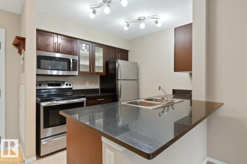 110 12035 22 Avenue Sw, Edmonton, AB - Indoor Photo Showing Kitchen With Stainless Steel Kitchen With Double Sink
