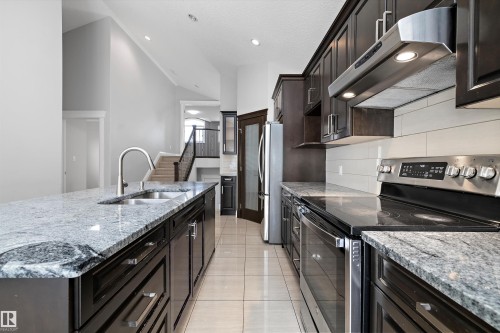 550 Albany Way, Edmonton, AB - Indoor Photo Showing Kitchen With Stainless Steel Kitchen With Double Sink With Upgraded Kitchen
