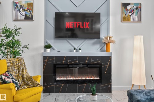 3605 41 Ave, Beaumont, AB - Indoor Photo Showing Living Room With Fireplace