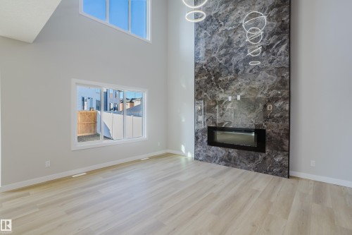 15108 14 Street, Edmonton, AB - Indoor Photo Showing Living Room With Fireplace
