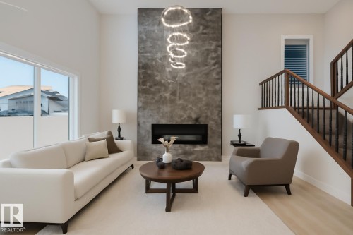 15108 14 Street, Edmonton, AB - Indoor Photo Showing Living Room With Fireplace