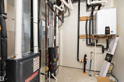 Utilities with heating unit and water heater - 