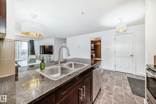 303 1070 Mcconachie Blvd, Edmonton, AB - Indoor Photo Showing Kitchen With Double Sink