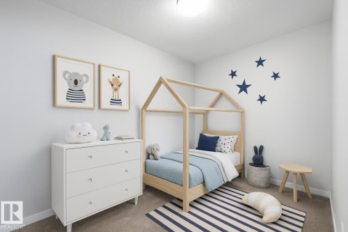 Virtually staged den - can be used as a bedroom - 414 812 Welsh Drive, Edmonton, AB - Indoor Photo Showing Bedroom