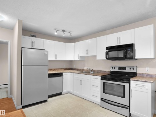 307 9710 105 Street Street, Edmonton, AB - Indoor Photo Showing Kitchen With Double Sink