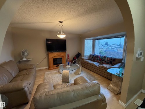 3841 62 Street Nw, Edmonton, AB - Indoor Photo Showing Living Room With Fireplace