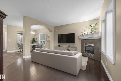 21917 95A Avenue, Edmonton, AB - Indoor Photo Showing Living Room With Fireplace