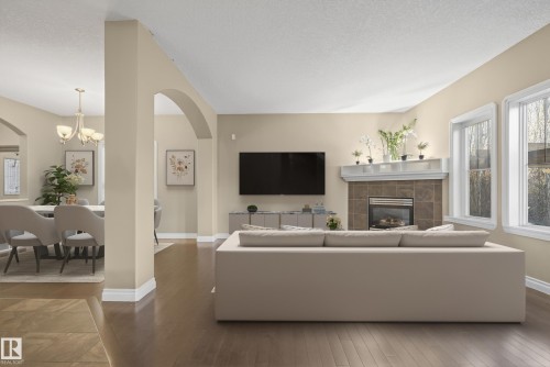 21917 95A Avenue, Edmonton, AB - Indoor Photo Showing Living Room With Fireplace