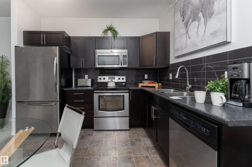 22 6520 2 Avenue, Edmonton, AB - Indoor Photo Showing Kitchen With Stainless Steel Kitchen With Double Sink