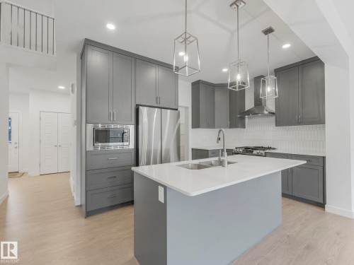 3604 214 Street, Edmonton, AB - Indoor Photo Showing Kitchen With Stainless Steel Kitchen With Double Sink With Upgraded Kitchen