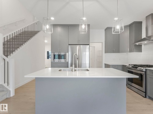 3604 214 Street, Edmonton, AB - Indoor Photo Showing Kitchen With Stainless Steel Kitchen With Double Sink With Upgraded Kitchen