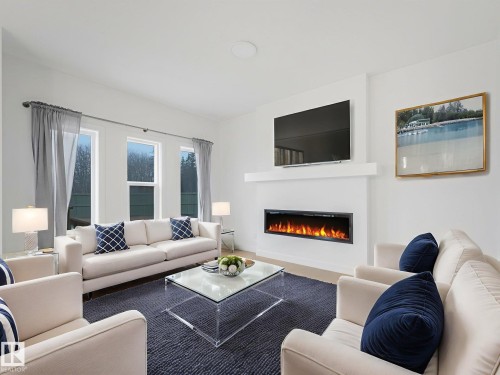 3604 214 Street, Edmonton, AB - Indoor Photo Showing Living Room With Fireplace