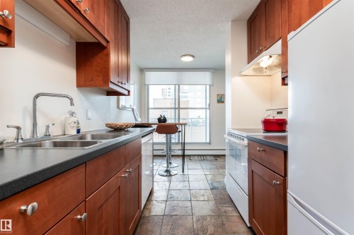 801 12141 Jasper Avenue, Edmonton, AB - Indoor Photo Showing Kitchen With Double Sink