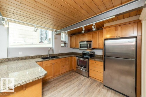 208 10009 102 Avenue, Edmonton, AB - Indoor Photo Showing Kitchen With Stainless Steel Kitchen With Double Sink