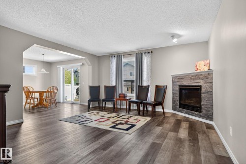 3811 Mclean Close, Edmonton, AB - Indoor Photo Showing Living Room With Fireplace