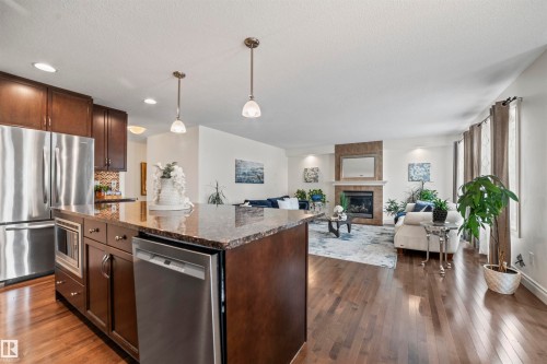 753 173B Street, Edmonton, AB - Indoor Photo Showing Kitchen With Fireplace With Upgraded Kitchen