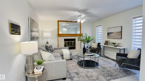 15508 69 Street, Edmonton, AB - Indoor Photo Showing Living Room With Fireplace