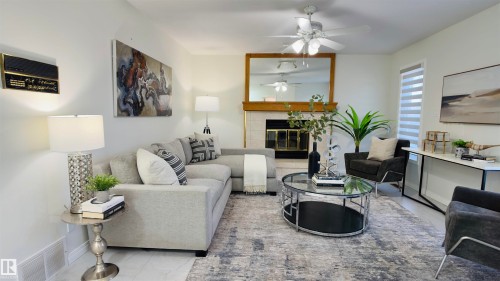 15508 69 Street, Edmonton, AB - Indoor Photo Showing Living Room With Fireplace