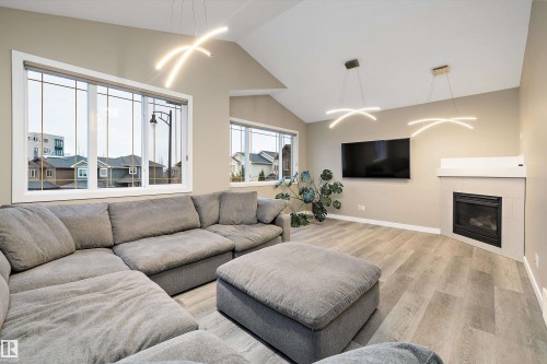 1445 Wates Link, Edmonton, AB - Indoor Photo Showing Living Room With Fireplace