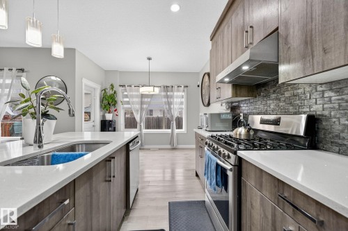149 Awentia Street, Leduc, AB - Indoor Photo Showing Kitchen With Double Sink With Upgraded Kitchen