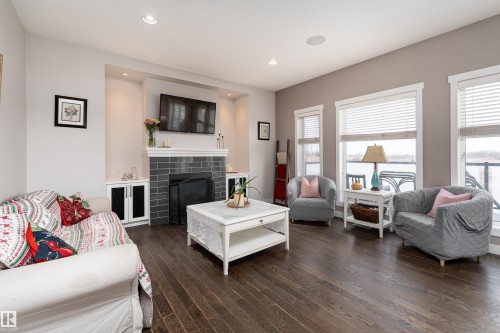 9715 205 Street, Edmonton, AB - Indoor Photo Showing Living Room With Fireplace