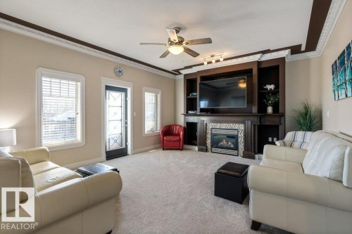 51 Lacombe Drive, St. Albert, AB - Indoor Photo Showing Living Room With Fireplace